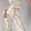 Women's Summer High-Waist Retro Bear Print Wide-Leg Jeans