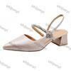 Elegant Medium Heel Women's Shoes 2025 Summer Chunky Heels Pointed End Sandals Flowers Elegant Mary Jane High Heels High Quality