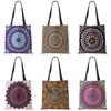 Mandala Flower Tote Bags Women Eco Linen Reusable Shopping Bag Floral Print Handbags For Lady Traveling Beach