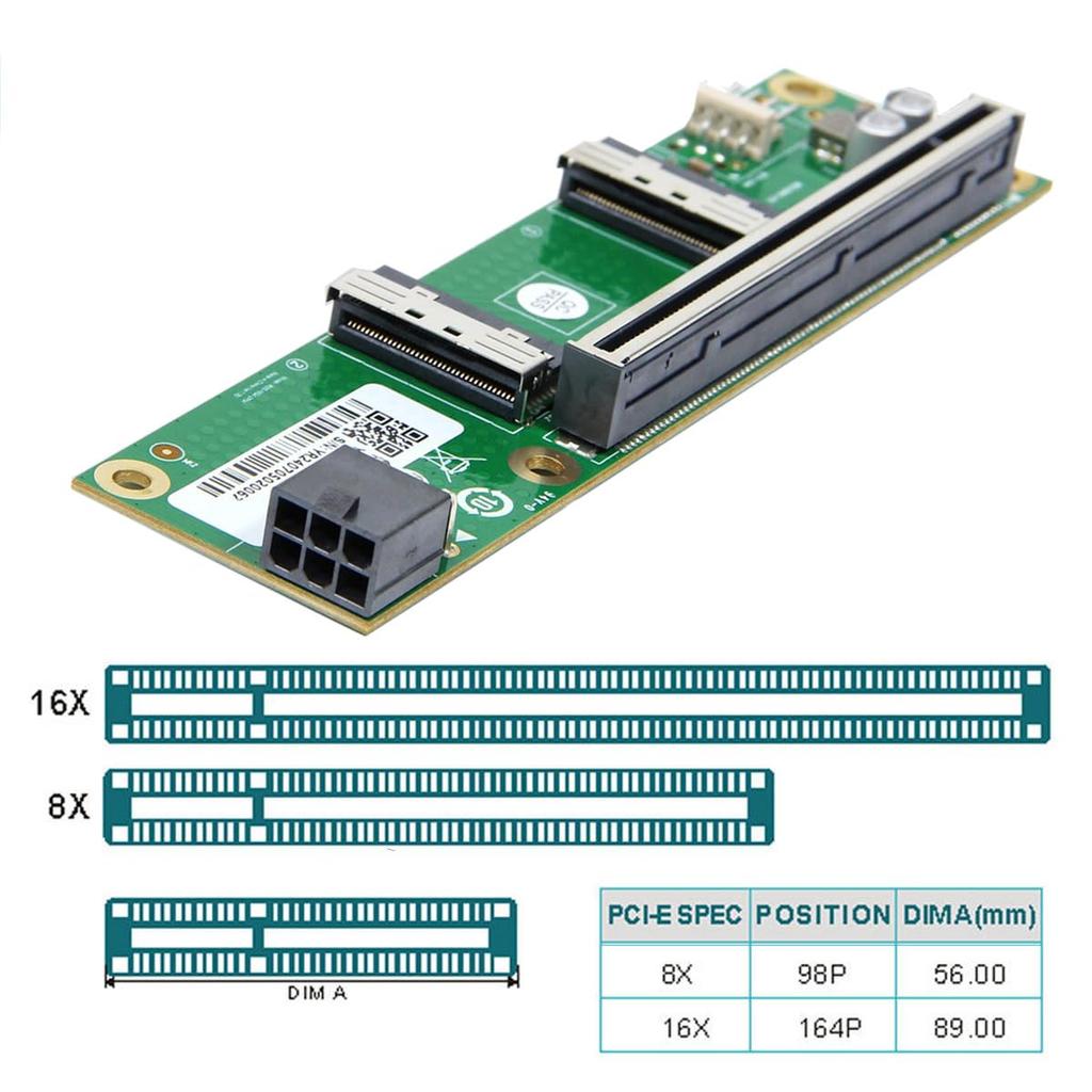 Xiwai Dual MCIO 8i Mini Cool Edge IO To 16x VROC Adapter for Motherboard SSD Graphics Card SFF-TA-1016 PCI-Express PCIE5.0