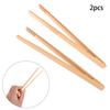 2Pcs Bamboo Tongs Wood Food Toast Salad Tongs Tong Clip For Cooking Baking Bbq