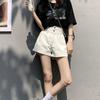 Summer Rolled Denim Shorts Tide Women's High-waisted Loose A Word Super Shorts