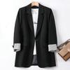 New Spring Autumn Fashion Business Plaid Suits Women Work Office Casual Blazer Ladies Long Sleeve Gray Coats Slim Jacket