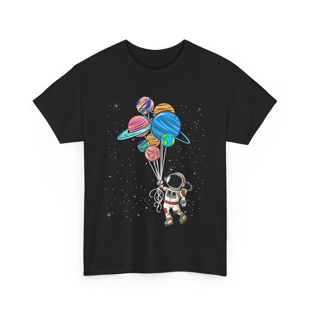 Astronomy Shirt, Astronaut Holding Planet Balloons T-shirt