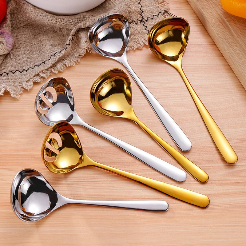 304 Stainless Steel Thicken Long Handle Spoon Home Kitchen Tableware Soup Spoons Ladle Colander Cutlery Cooking Utensils