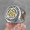 Nordic Mythology Viking Odin Stainless Steel Mens Rings Punk Hip Hop for Male Boyfriend Biker Jewelry Creativity Gift