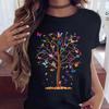 Women's Butterfly Tree Printed Harajuku Summer T-shirt Casual Round Neck Short Sleeve Top T-shirt Fashion Versatile Clothing