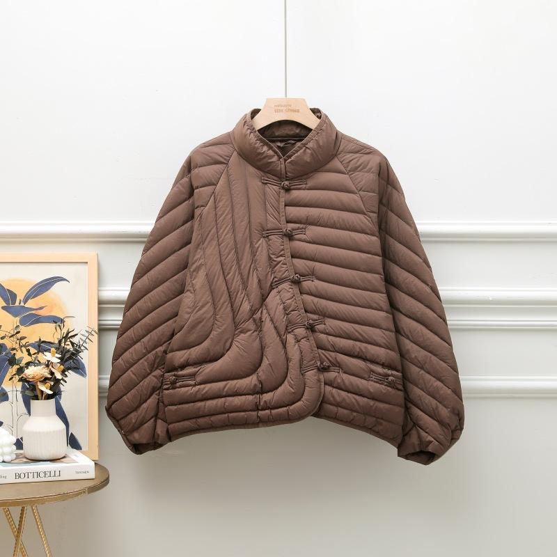 Women Winter Casual Lady Loose Solid White Duck Down Coat Light Puffer Parka Outwear Women Stand Collar Single Breasted Coat