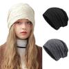 Autumn Winter Windproof Knitted Hat Keep Warm Lace Stripe Beanies for Women Double Layer Thick Heap Heap Cap Fashion Pullover Hat Beanie Cap