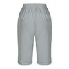Women Summer Shorts Elastic Waistband Adjustable Drawstring Casual Pants with Pockets Solid Color Buttons Decor Knee-length Pants