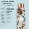 Pure Copper Water Bottle 900 Ml with Glass Set Best Tamba In Printed Design (900 Ml 2x 300 Ml)