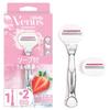 Razor for Women with Soap, Strawberry Field Scent, for Moisturizing Skin, Body, 2 Replacement Blades, Comfort Glide