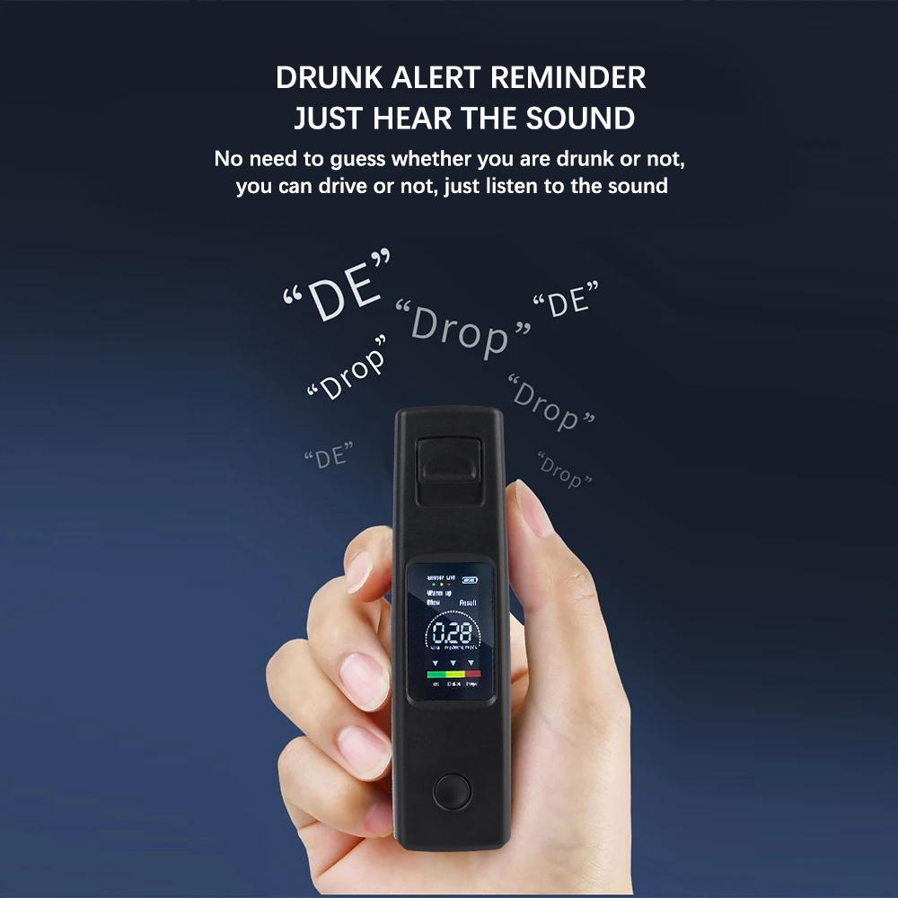 Alcohol Tester Breathalyzer Auto Accessories Alcotester Breath Tester Alcohol Detector Digital LCD Display Portable Non-Contact Type-C Charging