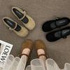 Suede with Skirt Shallow Mouth Single Shoes Spring New Flat Shoes Retro Round Head Mary Jane Shoes