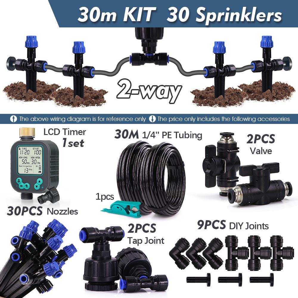 1/4" Garden Irrigation Timed System Rain Sensor LCD Timer 4/6mm Adjustable Sprinkler Drippers Outdoor Lawn Plant Pots Watering