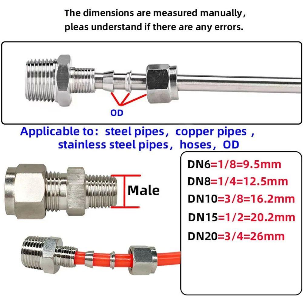 1Pcs Stainless Steel Quick Fitting 304 SS Metric ZG Pipe Fitting Tube Connector for Oil Water Gas