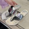 Fashion Summer Sexy Thin High Heel Clip Toe Slipper Women Fashion Metal Decoration Design Slide Sandal Concise Non-Slip Beach Flip Flops