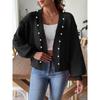 Women's Short Fall/winter Beaded Casual Loose Unbuttoned Sweater