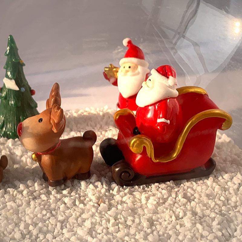 Resin Christmas Ornaments: Santa Claus & Elk Micro Landscape Decorations for Aquarium & New Year