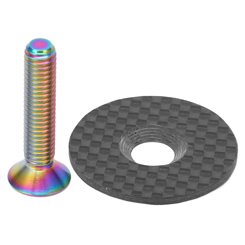 Bicycle Carbon Fiber Headset Top Cap Headset Cap Cover with Titanium Alloy Screw for Mountain Road Bike