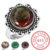 925 Sterling Silver Ring Women Gemstone Handmade Jewelry Christmas Gift Dragon Blood Jasper Garnet In Limestone Kiwi Quartz Victorian