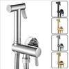 Gold Brass Bidet Faucet Black Handheld Toilet Bidet Bathroom Set Shattaf Sprayer Portable Hygienic Shower Gray