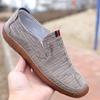 Spring and Summer Fashion Breathable Linen Toe Men's Shoes, Cow Tendon Soles, Middle-aged and Elderly Dad Shoes, a Foot Lazy Beanie Shoes
