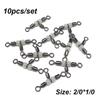 10Pcs Durable Splitter Luminous Wivels Bearing Fishing Pin Line Connector Trident 3 Way Ring Rolling