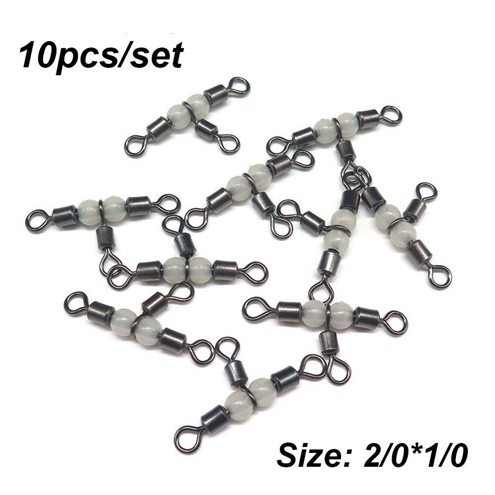 10Pcs Durable Splitter Luminous Wivels Bearing Fishing Pin Line Connector Trident 3 Way Ring Rolling