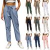 Women's Summer Casual Wide-leg Cotton And Linen High Waist Loose Trousers