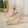 2023 Golden Crystal Bridal High Heels: Comfortable Two-Wear Wedding & Bridesmaid Shoes