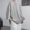 Men's Ice Silk Drape T-Shirt, Short Sleeve, Solid Color, Summer 2023 Trend, Plus Size, Three-Quarter Length.