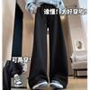 Black Sweatpants Women's Spring and Autumn New Tied Feet Wide Legs Drape Warm Loose Small Fleece Sweatpants Casual Pants
