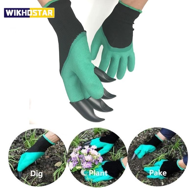 4 Hand Claw ABS Plastic Garden Rubber Gloves Gardening Digging Planting Durable Waterproof Work Glove Outdoor Gadgets