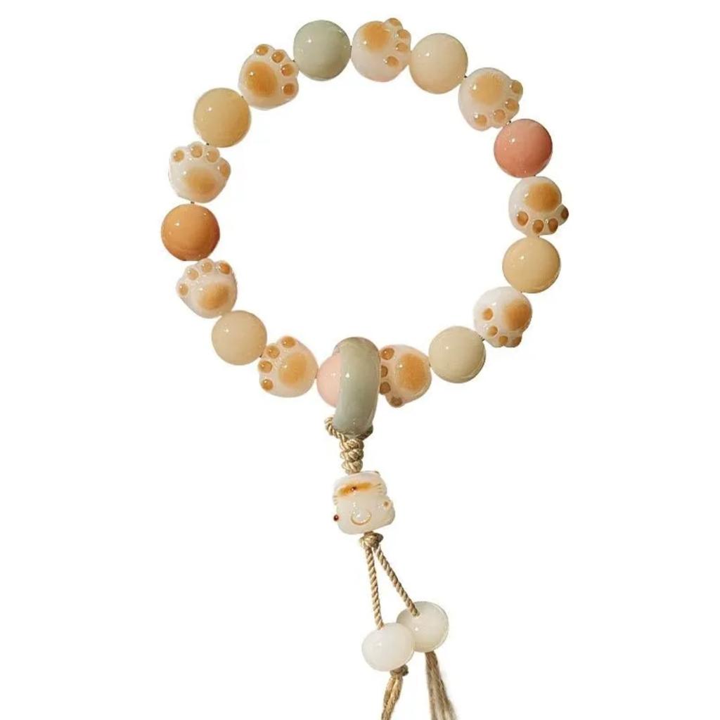 Cute Cat Bracelet Women Men Natural Stone Hand Chain Fashion Rope