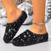Women's Sequined Baotou Semi-slippers Wear New Autumn Temperament with Skirt Non-slip Flat Lazy Sandals and Slippers