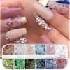 Nail Glitter Irregular Ultra Fine Holographic 12 Grids Nail Glittering Powder Nail Art Supplies