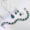 Elegant Zircon Jewelry Set: Necklace, Earrings & Ring with Gourd Design