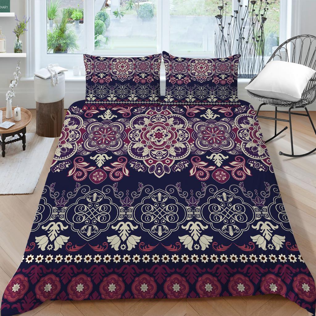 Богемный комплект постельного белья с богемным узором, пододеяльник, наволочка, 2/3 шт., ткань из микрофибры, полный размер, украшение для дома