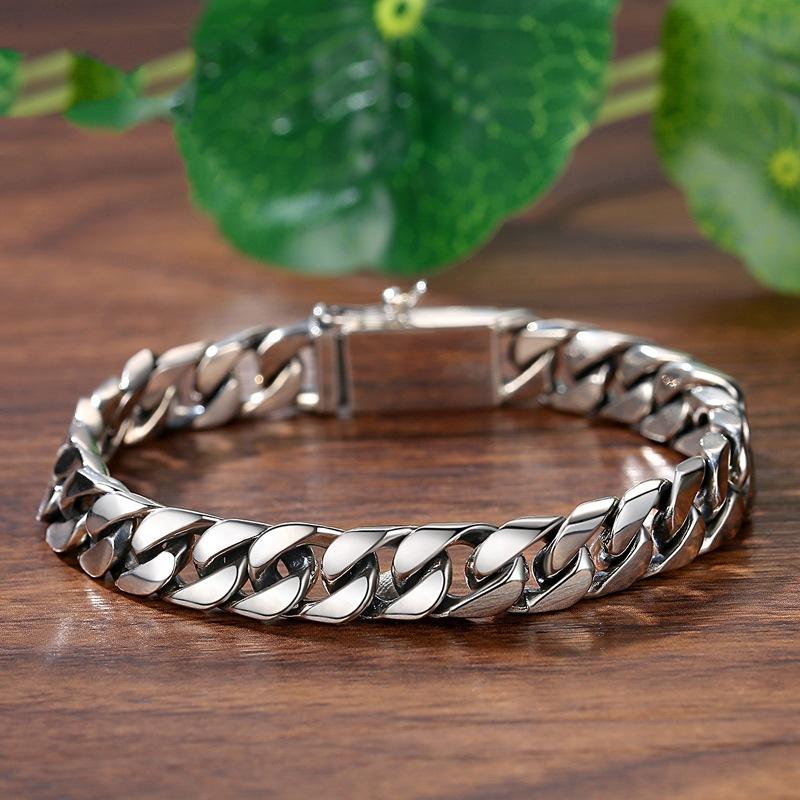 Black Cuban Bracelet Men's Woven Ins Simple, Niche, Thick, Trendy and Fashionable