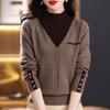 Half Turtleneck Sweater Women's Fake Two-piece Sweater Autumn and Winter Loose Western Style Bottoming Shirt