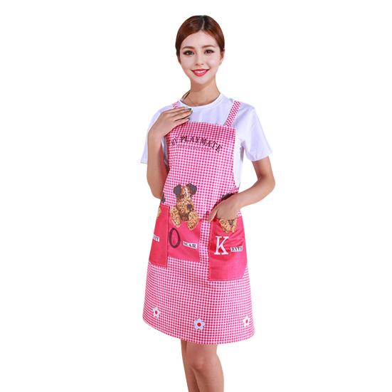 Kitchen Apron Cartoon Dog Pattern Apron Waterproof Oil-Resistant Polyester Sleeveless Apron for Home Restaurant Cafe House Cleaning