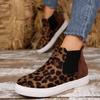 Women's Shoes 2024 Autumn New Flat Plush Casual Skateboard Shoes Sporty Fashion Leopard Print Comfortable Anti Slip Ankle Boots