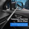 Car Rearview Mirror Wiper Retractable Stainless Steel Handle Soft Sponge Auto Side Wing Mirror Squeegee Scraper Window Glass Cleaning Tool Auto