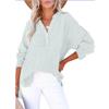 Spring and Autumn Pleated Button Long Sleeved Solid Color Top Women's Shirt Loose Pure Cotton Pullover