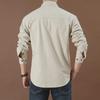 Men's Casual Loose-Fit Long-Sleeve Shirt - Solid Color, Large Size, Autumn Workwear with Pocket