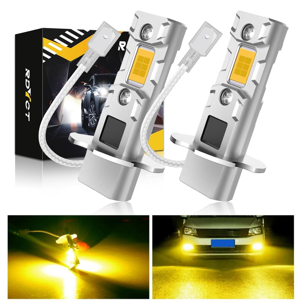 H3 LED Fog Lamp, Yellow, H3 LED, Adjustable Angle, H3, Short LED Bulb, 3000K