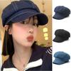 Vintage Octagonal Caps Back Closed Newsboy Cap Fashion Women Denim Beret  Unisex