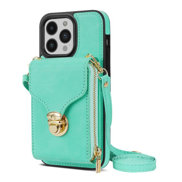 Crossbody Leather Wallet Vertical Cards Bag Case For Iphone 14 13 12 Mini 11 Pro X Xs Max Xr 8 7 Plus Se 2020 Zipper Purse Cover