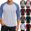 Men's Round Neck Contrast Color Raglan Three-quarter Sleeve Top T-shirt